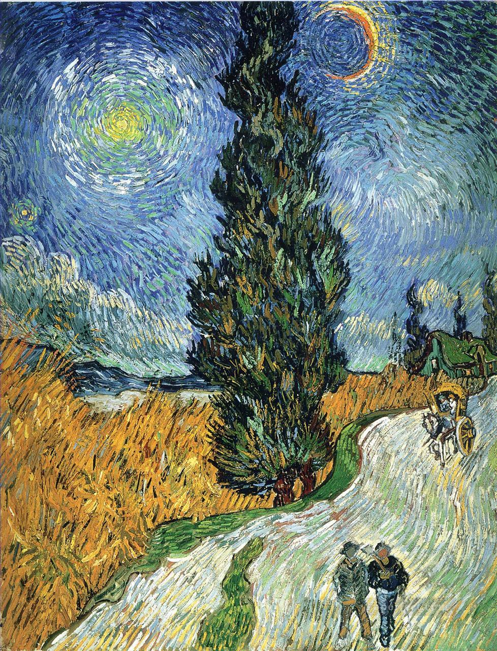 Camino con cipreses Vincent van Gogh Pintura al óleo